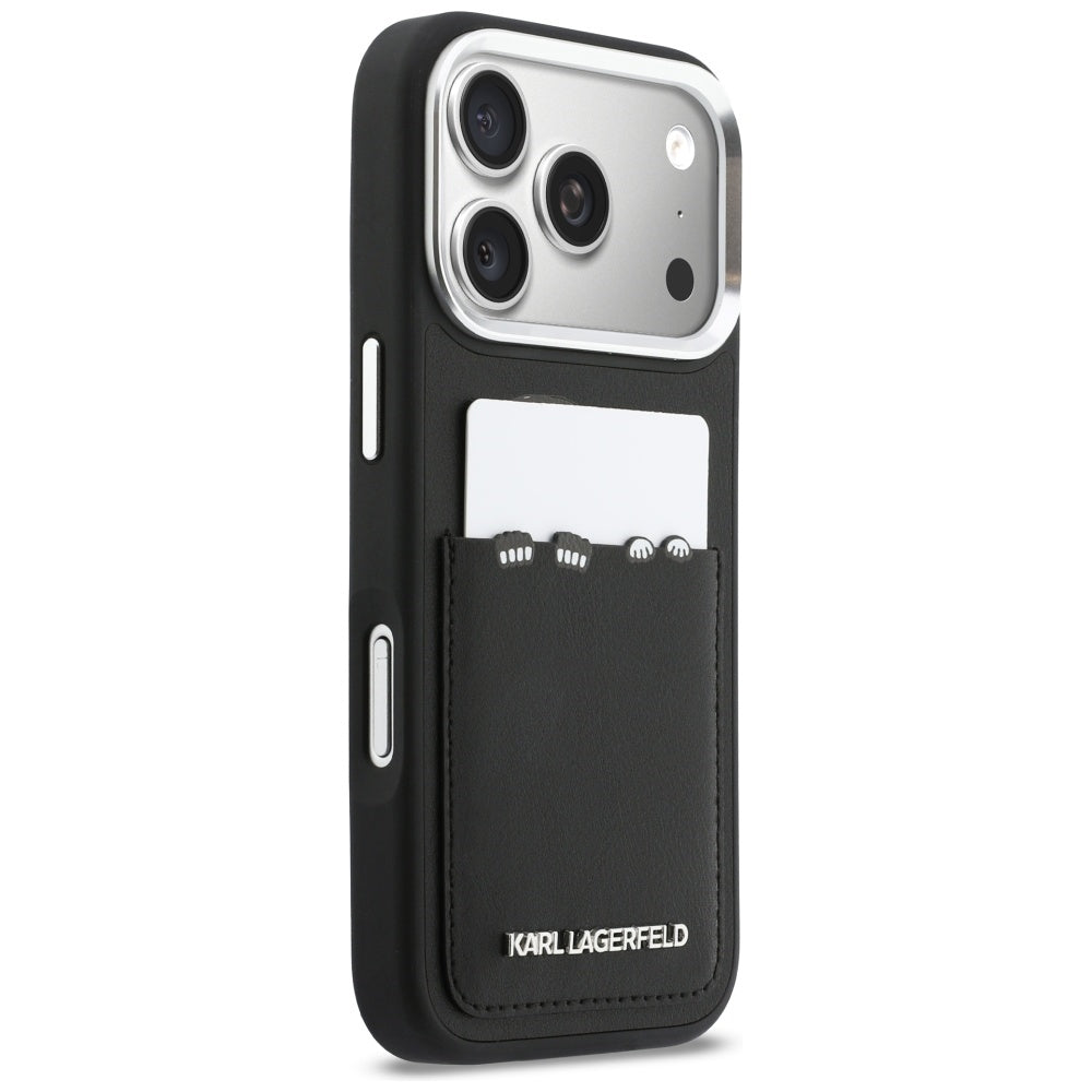 Θήκη για Apple iPhone 17 Pro Max, Karl Lagerfeld, Karl & Choupette Εκτύπωση με Τσέπη, Μαύρη