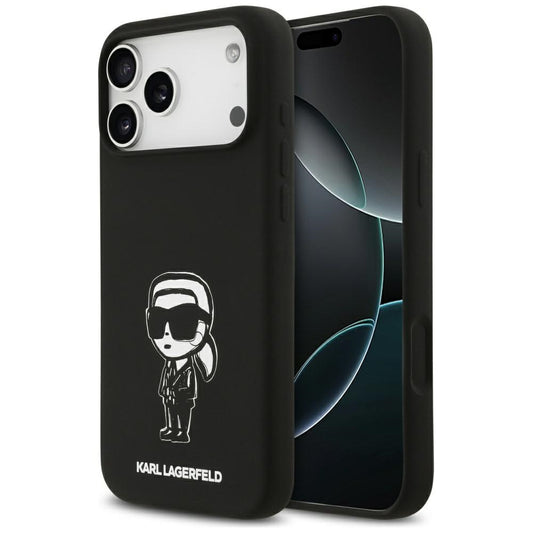 Case for Apple iPhone 17 Pro Max, Karl Lagerfeld, Sketch and Logo Karl, Black