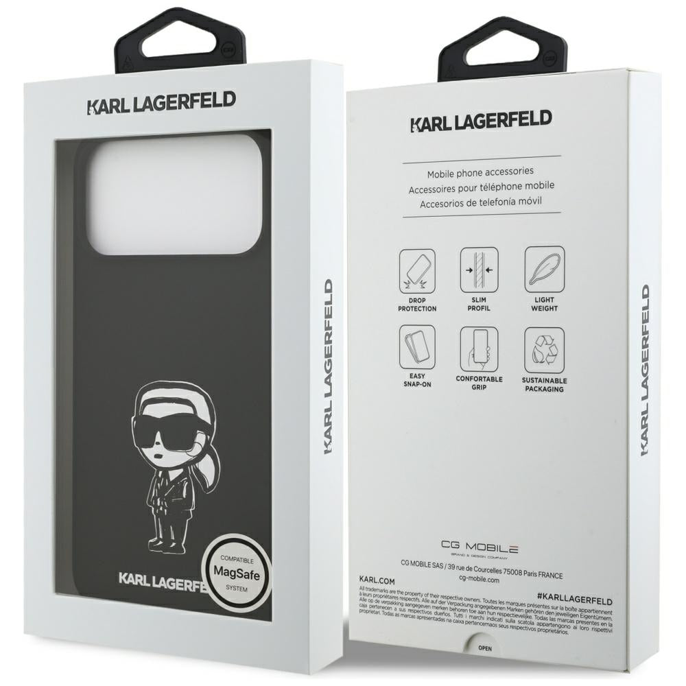 Θήκη για Apple iPhone 17 Pro Max, Karl Lagerfeld, Sketch and Logo Karl, Μαύρη