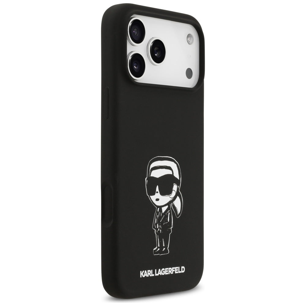 Θήκη για Apple iPhone 17 Pro Max, Karl Lagerfeld, Sketch and Logo Karl, Μαύρη