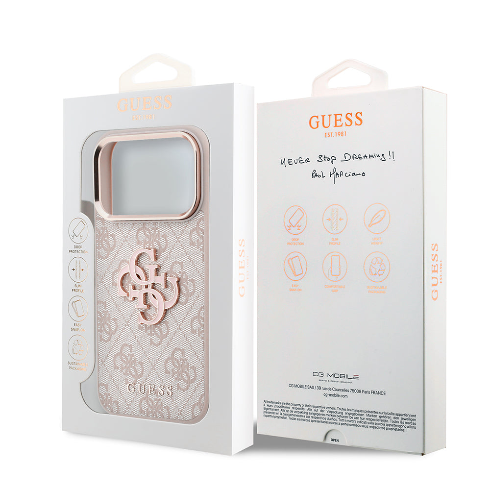 Θήκη για Apple iPhone 18 Pro / 17 Pro, Guess, 4G Big Resin Logo, Ροζ