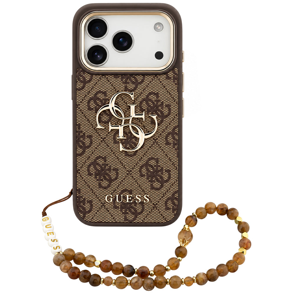 Θήκη για Apple iPhone 18 Pro / 17 Pro, Guess, 4G Classic Logo with Strap, Χρυσοκάστανη