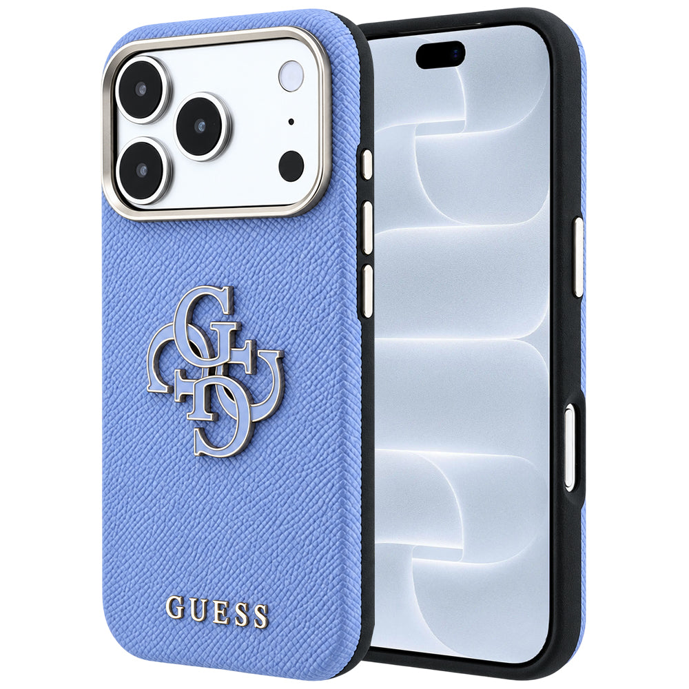 Θήκη για Apple iPhone 18 Pro / 17 Pro, Guess, Μεγάλο Λογότυπο από Ρητίνη με Υφή, Μπλε