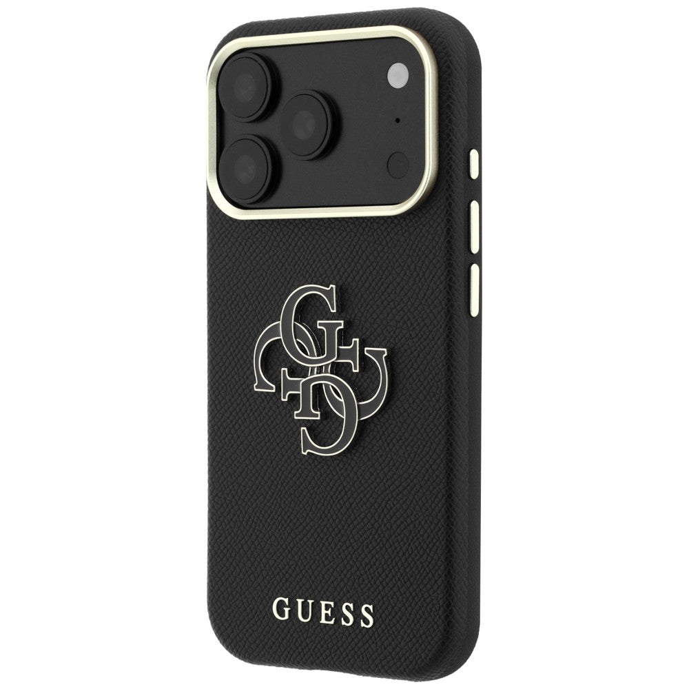 Θήκη για Apple iPhone 18 Pro / 17 Pro, Guess, Μεγάλο Λογότυπο από Ρητίνη με Υφή, Μαύρο