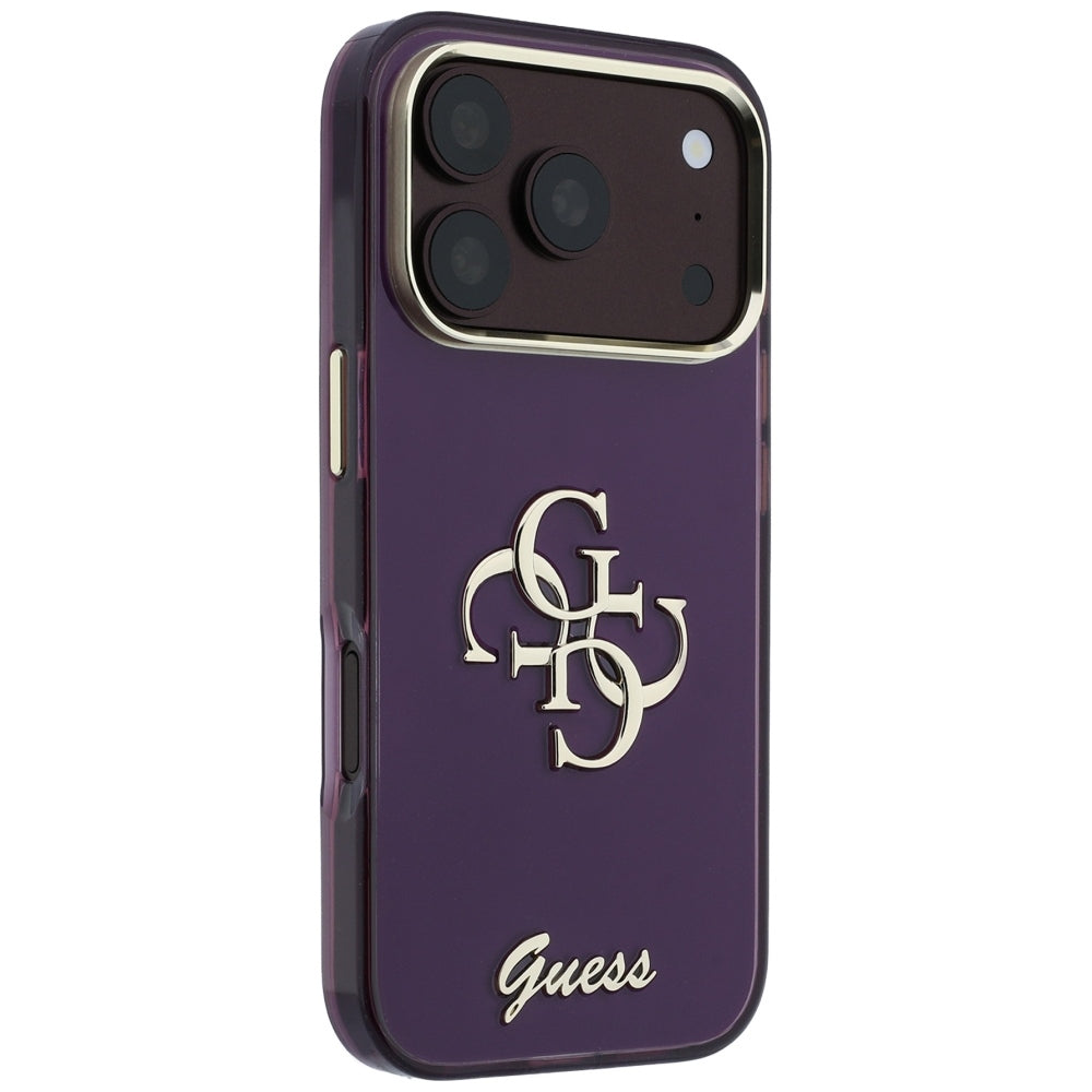 Θήκη για Apple iPhone 18 Pro / 17 Pro, Guess, IML 4G Metal Script, Βυσσινί
