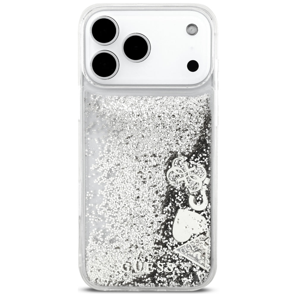 Θήκη για Apple iPhone 18 Pro / 17 Pro, Guess, Liquid Glitter Charms, Ασημί