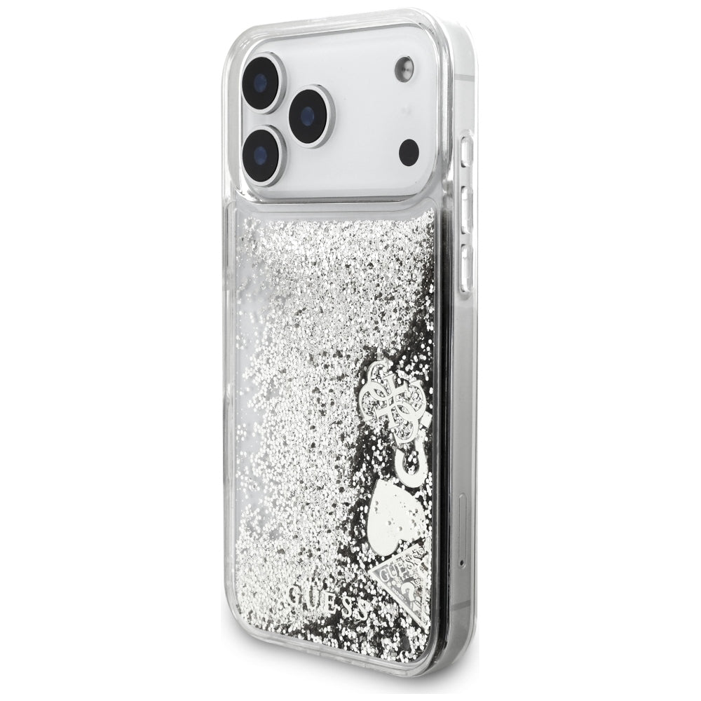 Θήκη για Apple iPhone 18 Pro / 17 Pro, Guess, Liquid Glitter Charms, Ασημί