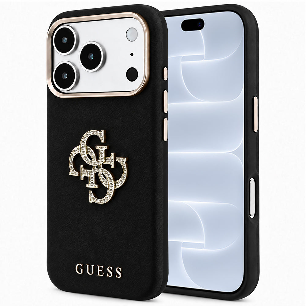 Θήκη για Apple iPhone 18 Pro / 17 Pro, Guess, Smooth Big Strass Logo, Μαύρη