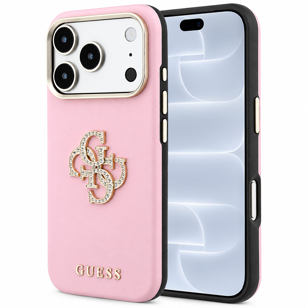Θήκη για Apple iPhone 18 Pro / 17 Pro, Guess, Smooth Big Strass Logo, Ροζ