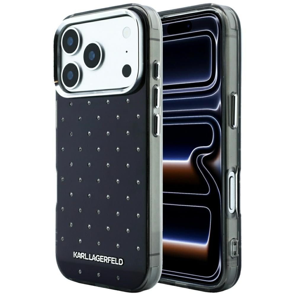 Θήκη για Apple iPhone 18 Pro / 17 Pro, Karl Lagerfeld, IML Κρύσταλλα και Ηλεκτρολυμένο Λογότυπο, Μαύρη