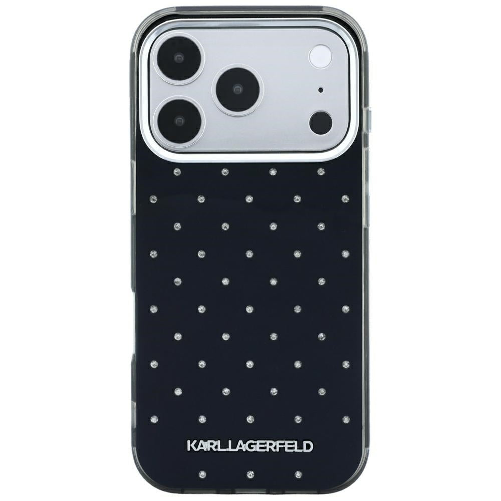 Θήκη για Apple iPhone 18 Pro / 17 Pro, Karl Lagerfeld, IML Κρύσταλλα και Ηλεκτρολυμένο Λογότυπο, Μαύρη