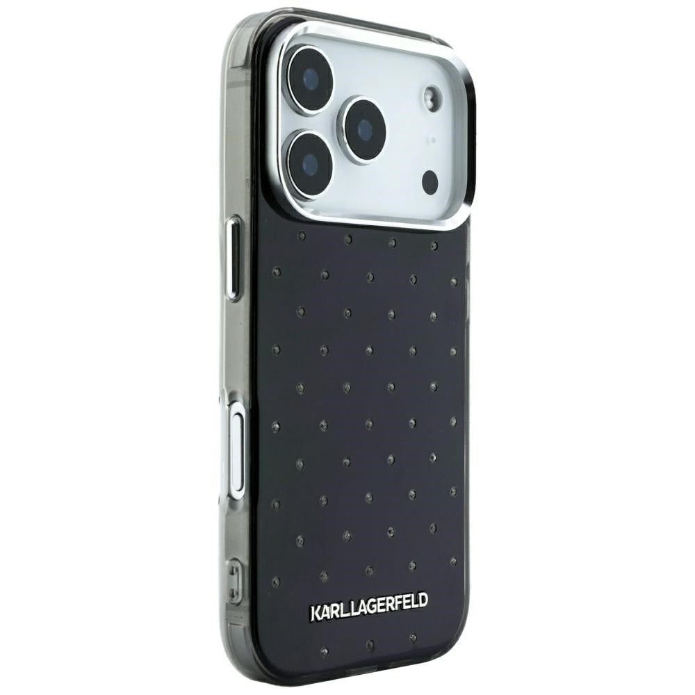 Θήκη για Apple iPhone 18 Pro / 17 Pro, Karl Lagerfeld, IML Κρύσταλλα και Ηλεκτρολυμένο Λογότυπο, Μαύρη