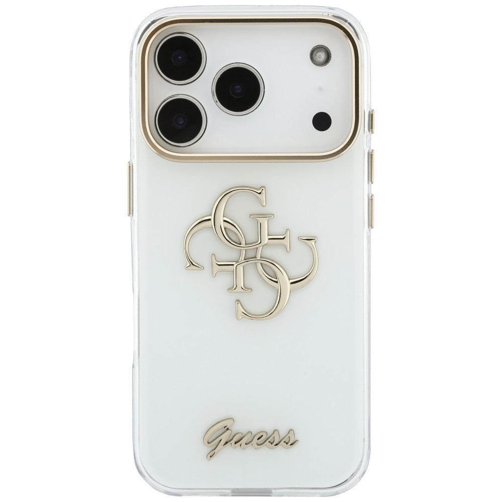 Θήκη για Apple iPhone 18 Pro, Guess, IML 4G Metal Script, Λευκό