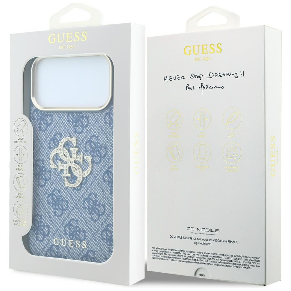 Θήκη για Apple iPhone 18 Pro Max / 17 Pro Max, Guess, 4G Big Strass Logo, Μπλε