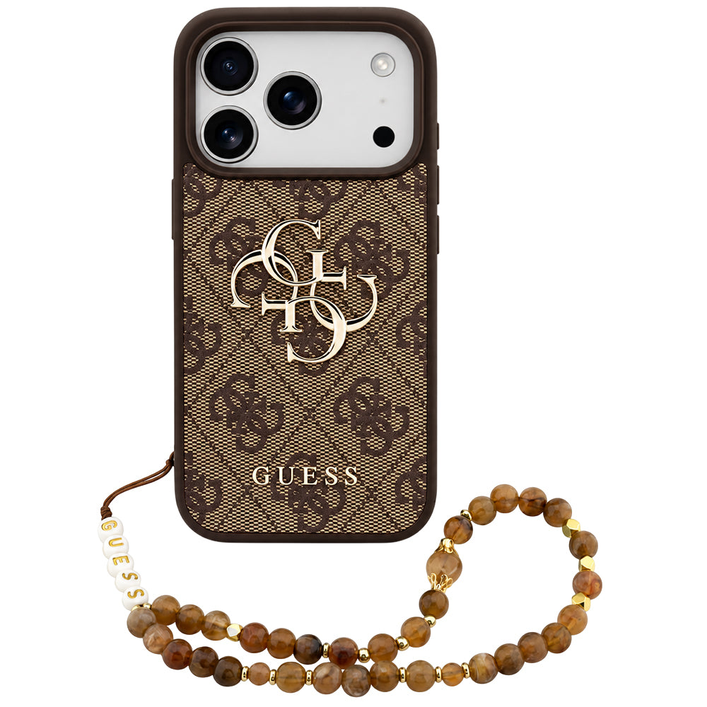Θήκη για Apple iPhone 18 Pro Max / 17 Pro Max, Guess, 4G Classic Logo με λουράκι, Καφέ