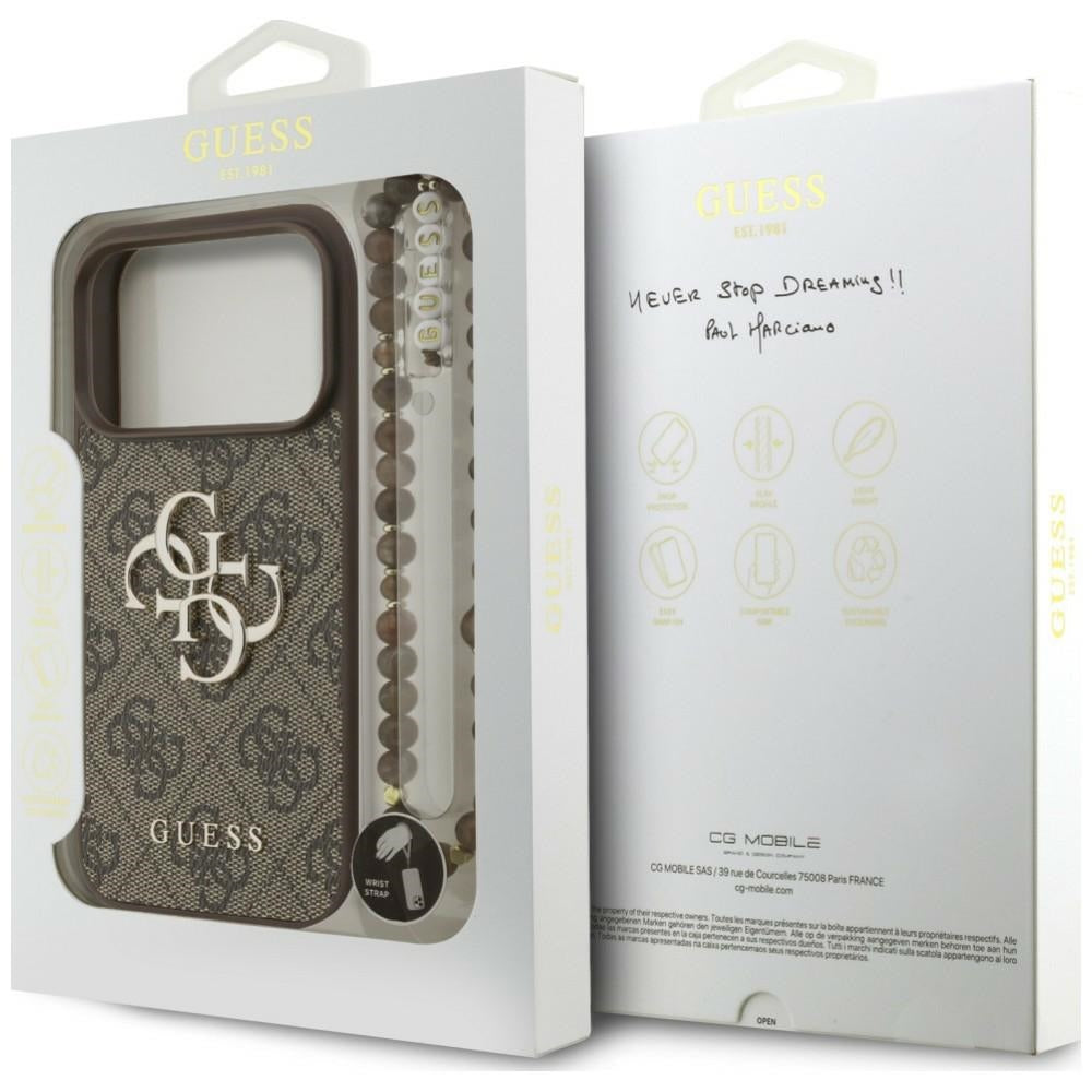 Θήκη για Apple iPhone 18 Pro Max / 17 Pro Max, Guess, 4G Classic Logo με λουράκι, Καφέ