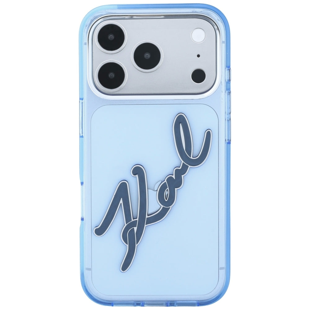 Θήκη για Apple iPhone 18 Pro Max / 17 Pro Max, Karl Lagerfeld, IML Big Signature Resin Logo Metal Frame, Μπλε