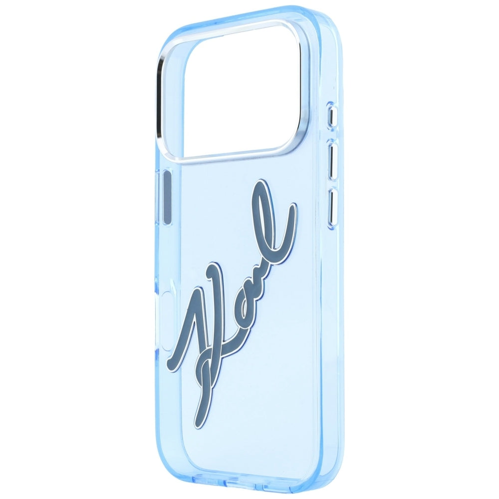 Θήκη για Apple iPhone 18 Pro Max / 17 Pro Max, Karl Lagerfeld, IML Big Signature Resin Logo Metal Frame, Μπλε