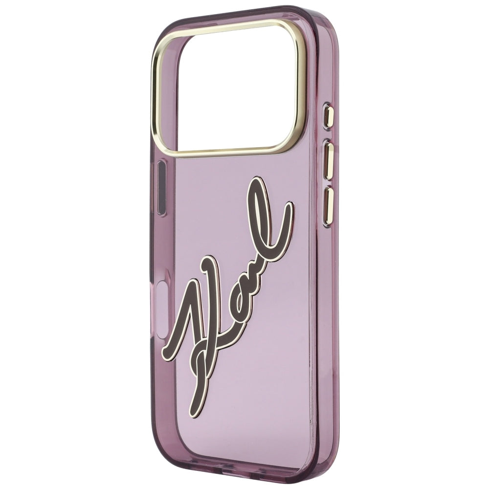Θήκη για Apple iPhone 18 Pro Max / 17 Pro Max, Karl Lagerfeld, IML Big Signature Resin Logo Metal Frame, Βυσσινί