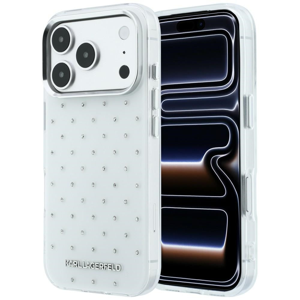 Θήκη για Apple iPhone 18 Pro Max / 17 Pro Max, Karl Lagerfeld, IML Κρύσταλλα και Ηλεκτρολυμένο Λογότυπο, Λευκό