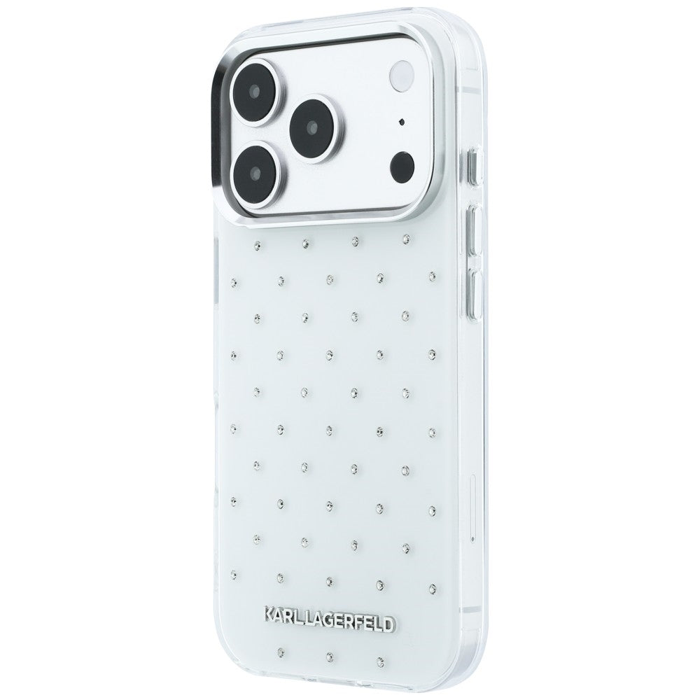 Θήκη για Apple iPhone 18 Pro Max / 17 Pro Max, Karl Lagerfeld, IML Κρύσταλλα και Ηλεκτρολυμένο Λογότυπο, Λευκό