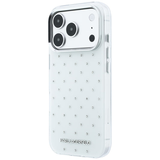 Θήκη για Apple iPhone 18 Pro Max / 17 Pro Max, Karl Lagerfeld, IML Κρύσταλλα και Ηλεκτρολυμένο Λογότυπο, Λευκό
