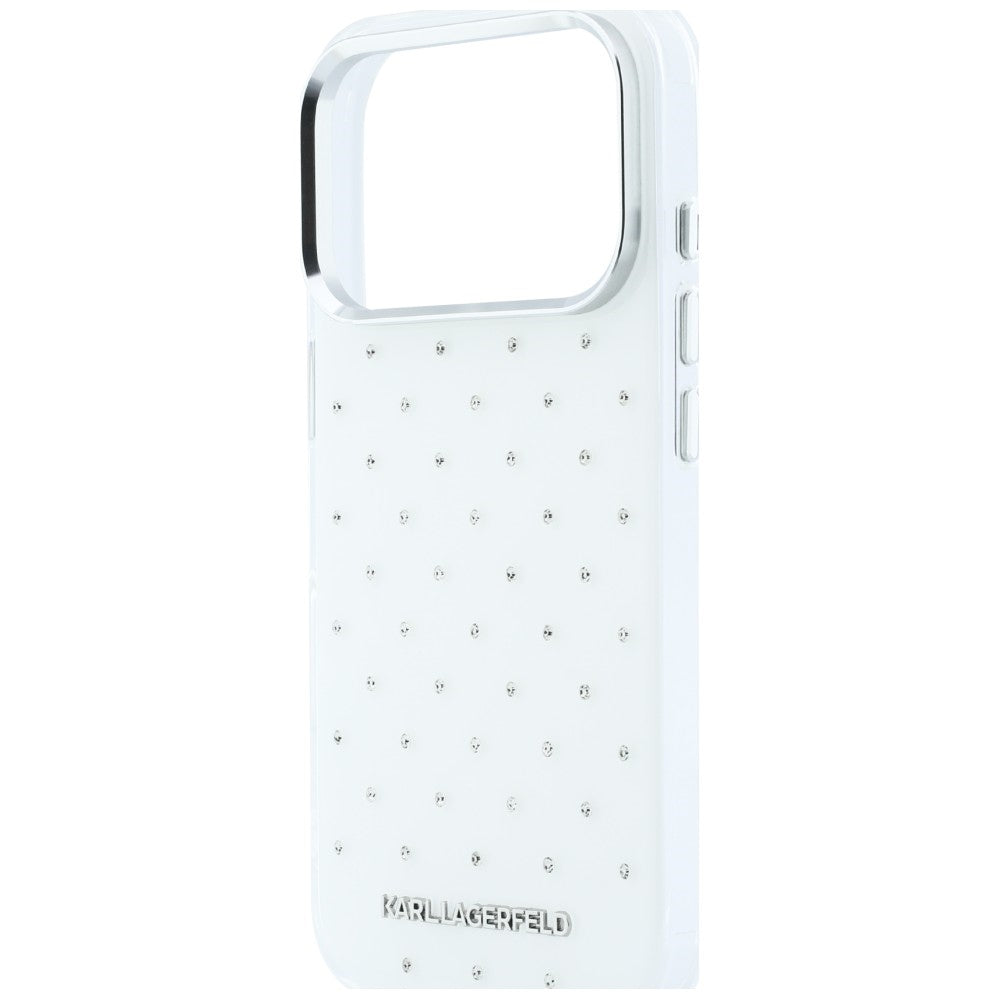 Θήκη για Apple iPhone 18 Pro Max / 17 Pro Max, Karl Lagerfeld, IML Κρύσταλλα και Ηλεκτρολυμένο Λογότυπο, Λευκό