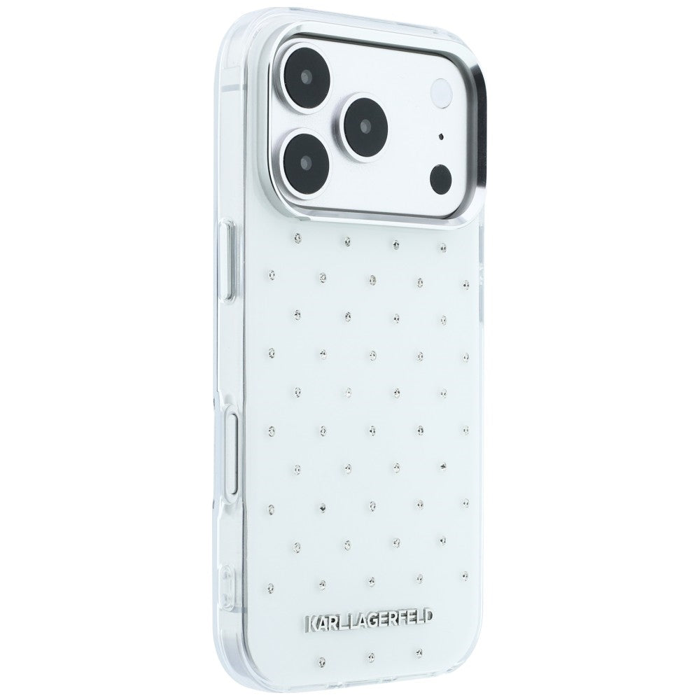 Θήκη για Apple iPhone 18 Pro Max / 17 Pro Max, Karl Lagerfeld, IML Κρύσταλλα και Ηλεκτρολυμένο Λογότυπο, Λευκό