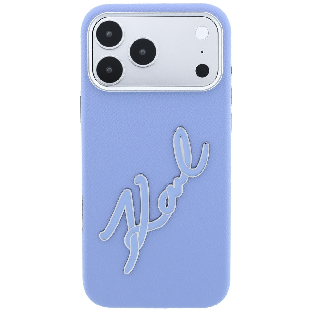 Θήκη για Apple iPhone 18 Pro Max / 17 Pro Max, Karl Lagerfeld, Λείο Μεγάλο Λογότυπο Υπογραφής από Ρητίνη, Μπλε