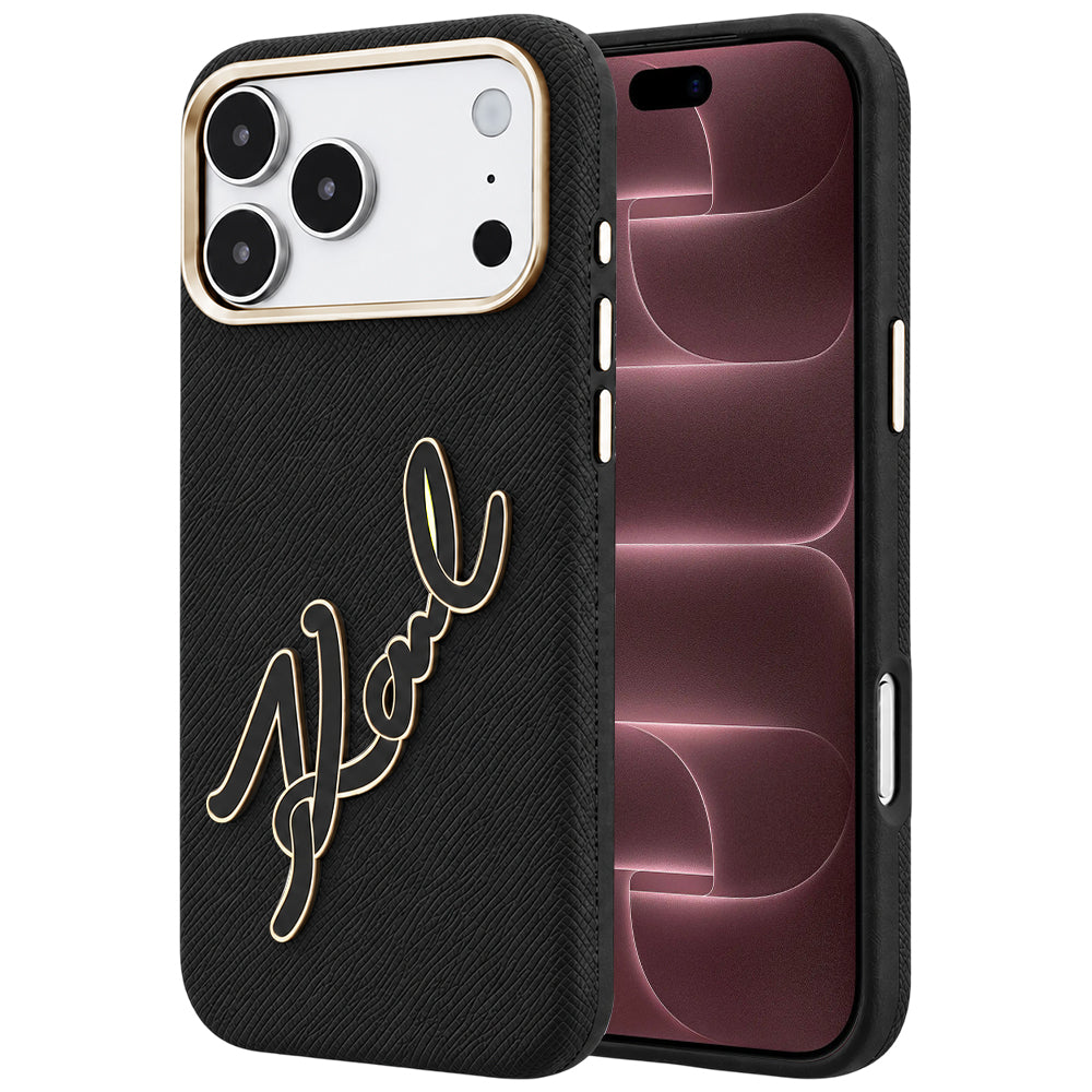 Θήκη για Apple iPhone 18 Pro Max / 17 Pro Max, Karl Lagerfeld, Λείο Μεγάλο Ρητινώδες Λογότυπο Υπογραφής, Μαύρο