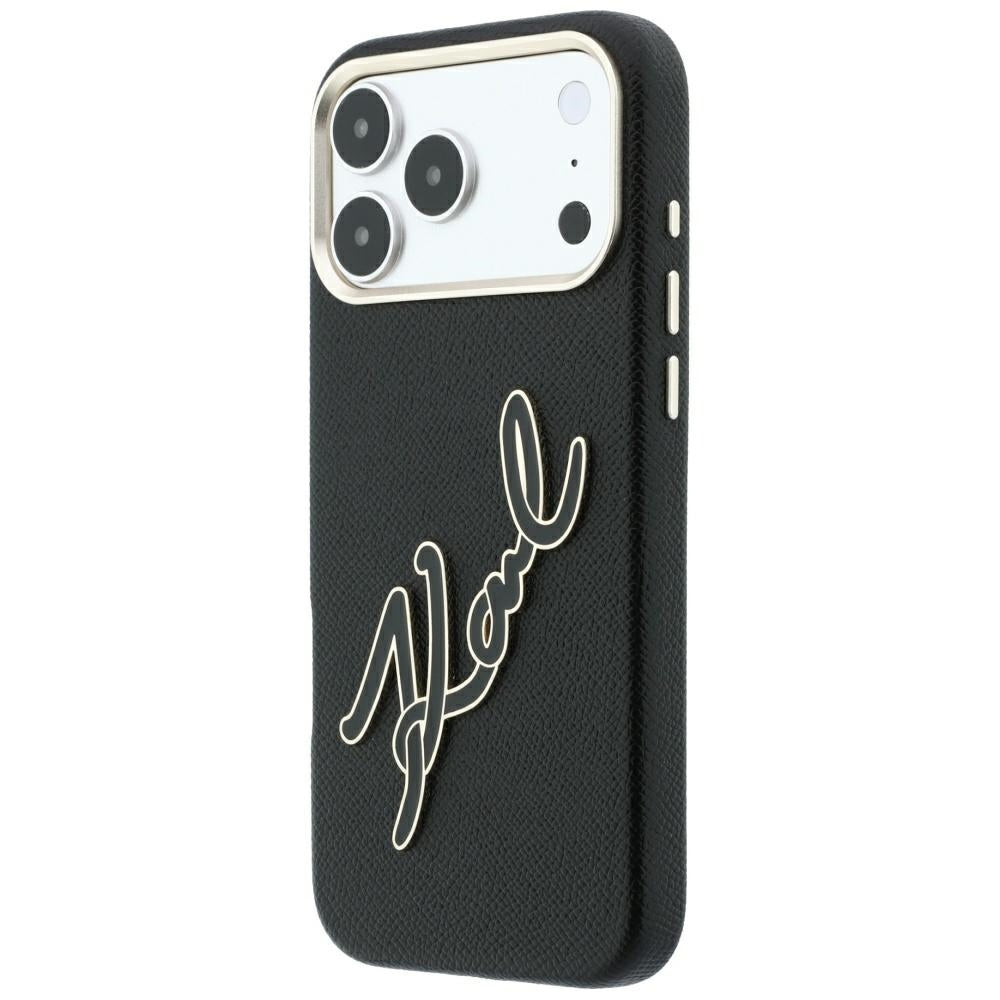 Θήκη για Apple iPhone 18 Pro Max / 17 Pro Max, Karl Lagerfeld, Λείο Μεγάλο Ρητινώδες Λογότυπο Υπογραφής, Μαύρο