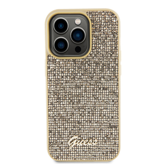 Case for Apple iPhone 15 Pro, Guess, PU Square Mirror Script Logo, Gold GUHCP15LPMSDGSD