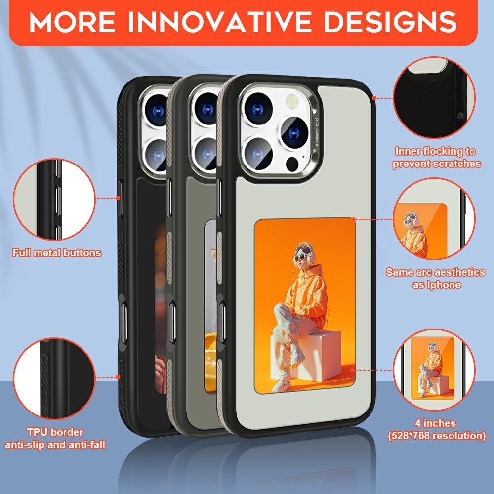 Θήκη για Apple iPhone 16 Pro, OEM, Προσαρμοσμένη Οθόνη E-Ink (4 ίντσες), Λευκή