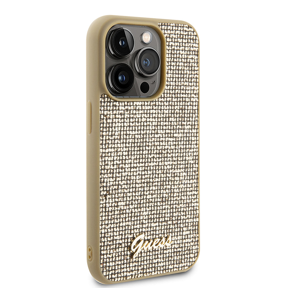 Θήκη για Apple iPhone 15 Pro, Guess, PU Square Mirror Script Logo, Χρυσή GUHCP15LPMSDGSD