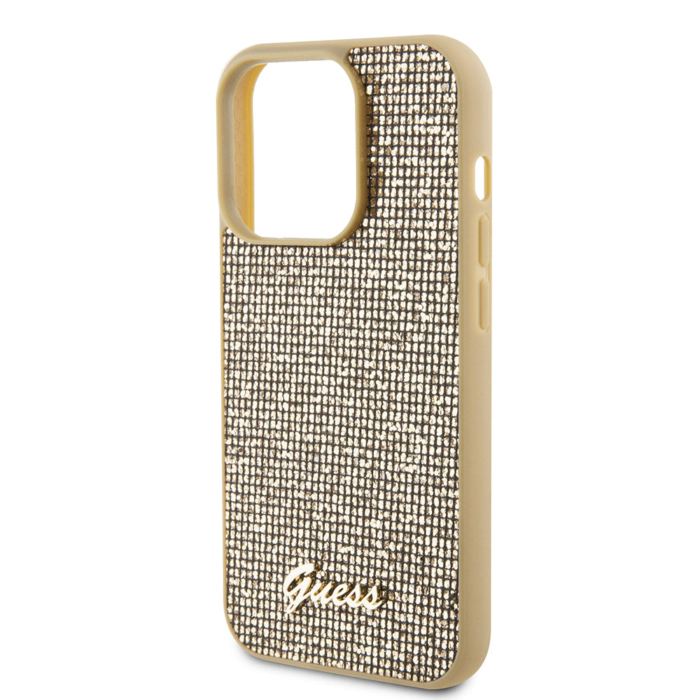Θήκη για Apple iPhone 15 Pro, Guess, PU Square Mirror Script Logo, Χρυσή GUHCP15LPMSDGSD