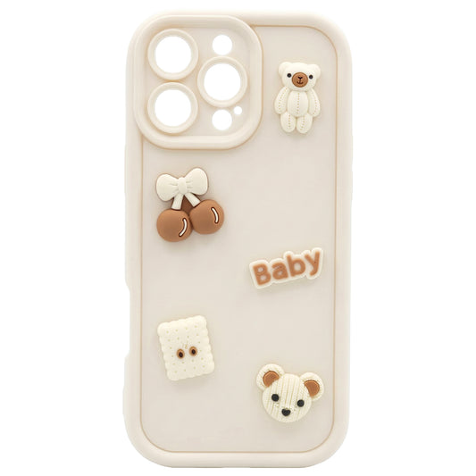 Θήκη για Apple iPhone 17 Pro, OEM, Ultra Trendy 3D Bear, Μπεζ