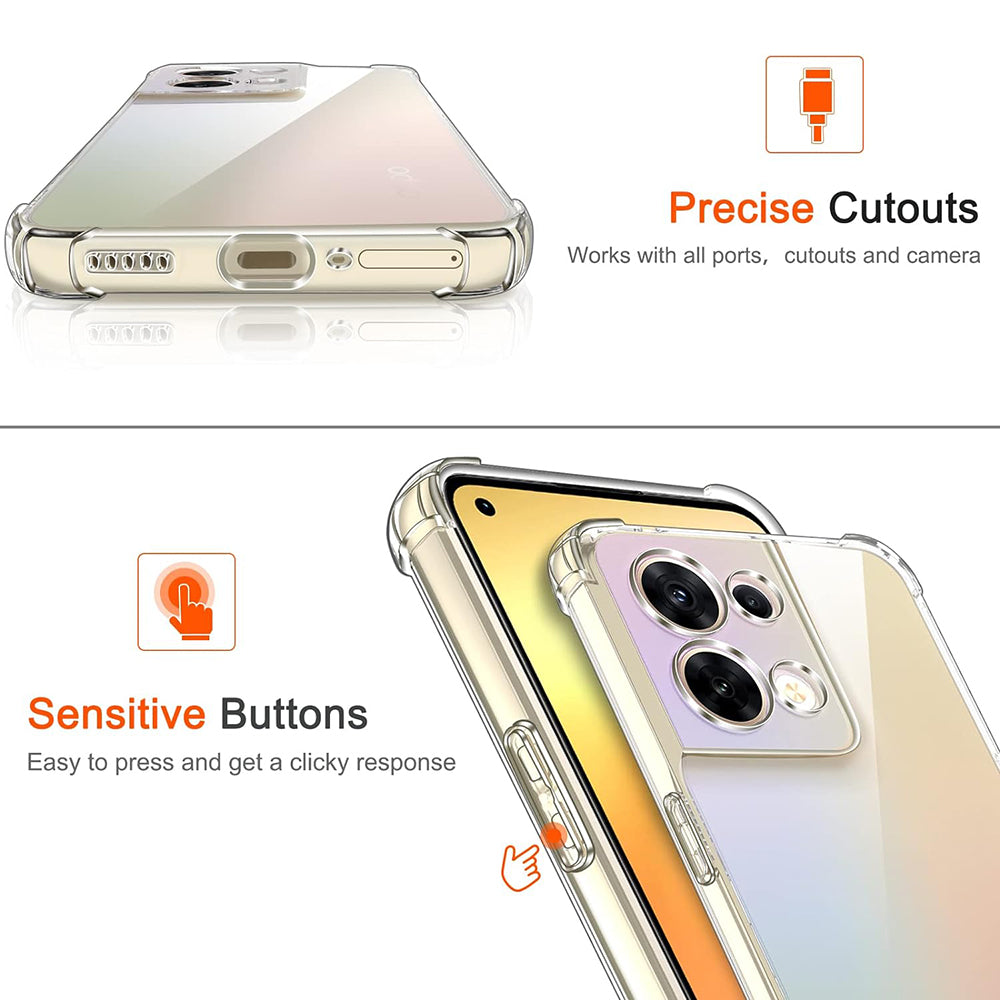 Θήκη για Oppo Reno8, Techsuit, Ανθεκτική σε Κρούσεις Διαφανής, Διάφανη