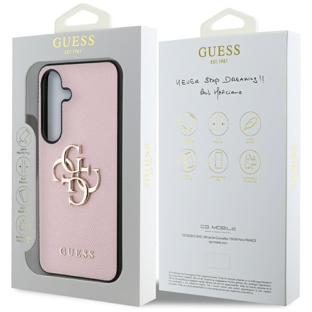 Θήκη για Samsung Galaxy S25+ S936, Guess, 4G Grained Big and Classic Logo, Ροζ, Επανασφραγισμένη