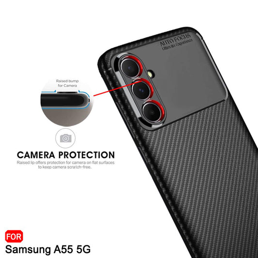 Θήκη για Samsung Galaxy A55 5G A556, Techsuit, CarbonFiber, Μαύρη