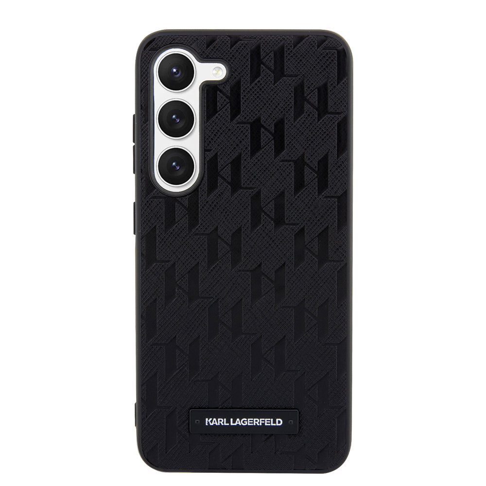 Case for Samsung Galaxy S23+ S916, Karl Lagerfeld, Saffiano Monogram Metal Logo, Black