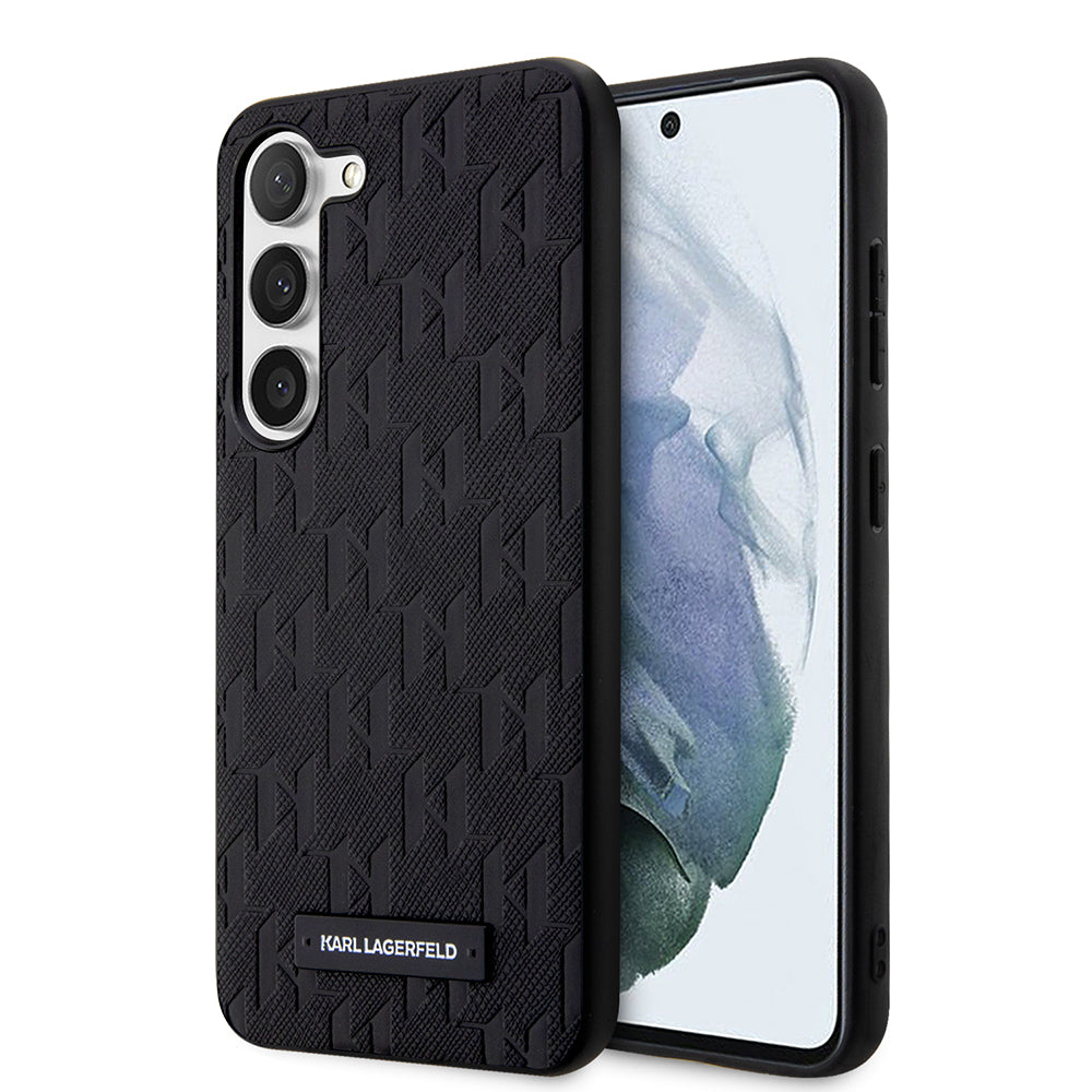 Case for Samsung Galaxy S23+ S916, Karl Lagerfeld, Saffiano Monogram Metal Logo, Black