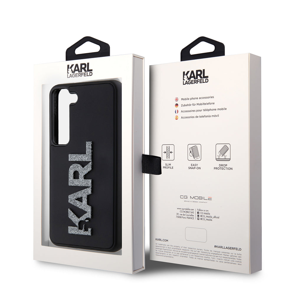 Θήκη για Samsung Galaxy S23 S911, Karl Lagerfeld, 3D Rubber Glitter Logo, Μαύρη