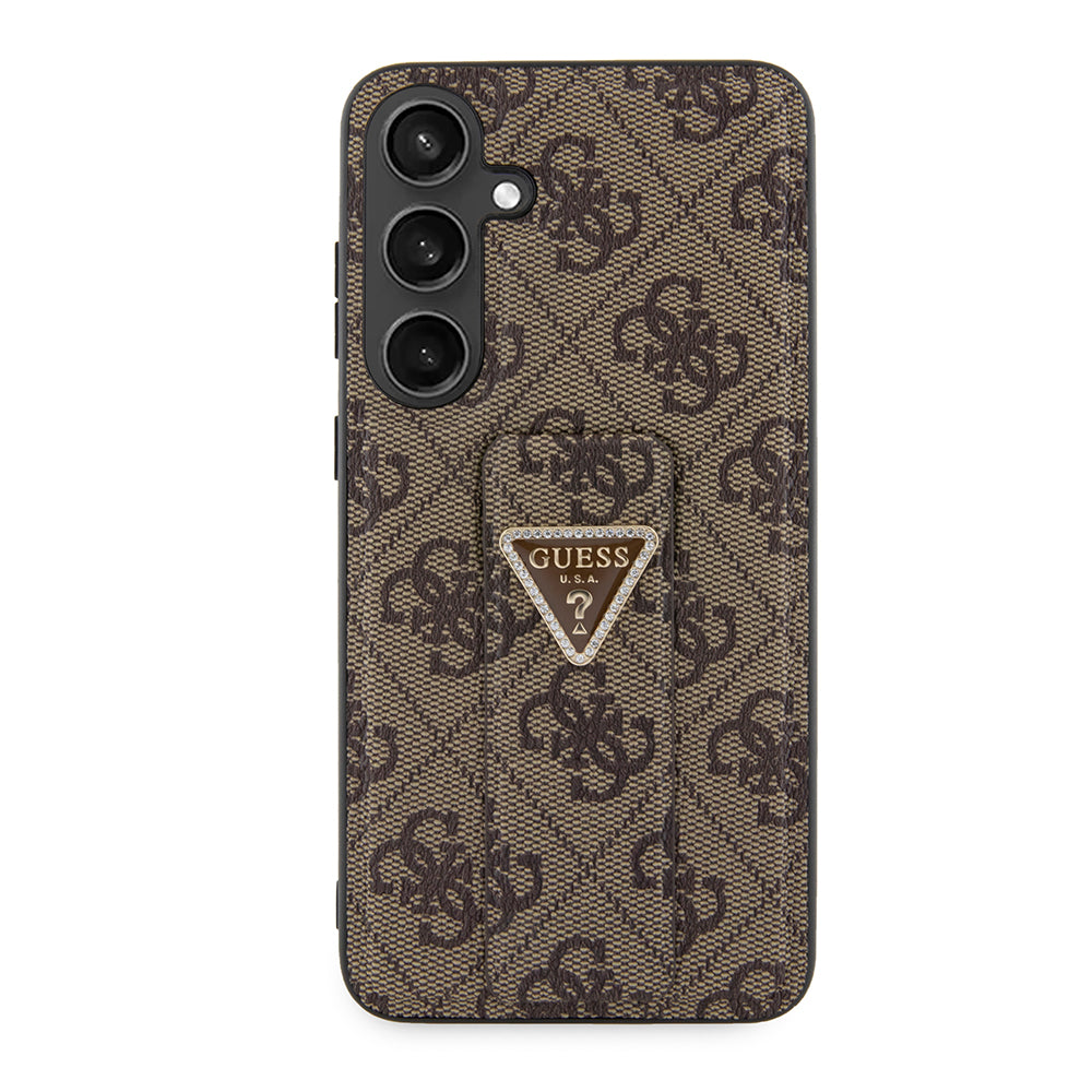 Θήκη για Samsung Galaxy S24+ S926, Guess, Grip Stand 4G Triangle Strass, Καφέ