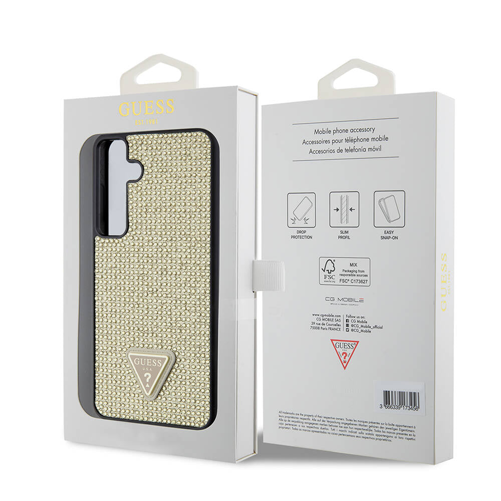 Θήκη για Samsung Galaxy S24+ S926, Guess, Rhinestone Triangle Logo, Χρυσή