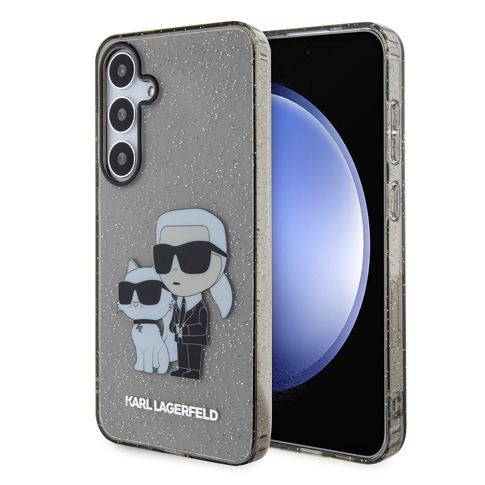 Θήκη για Samsung Galaxy S24+ S926, Karl Lagerfeld, Glitter Karl & Choupette, Μαύρη Διαφανής