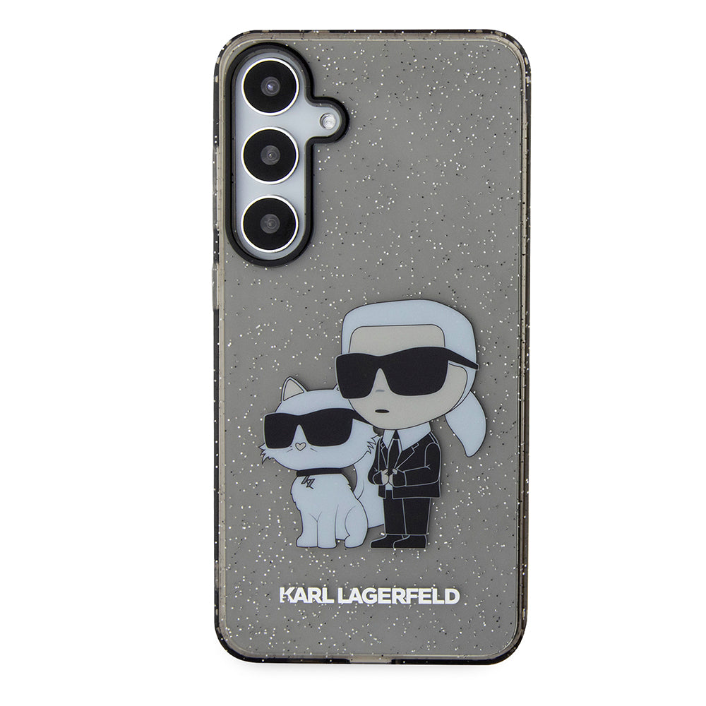 Θήκη για Samsung Galaxy S24+ S926, Karl Lagerfeld, Glitter Karl & Choupette, Μαύρη Διαφανής
