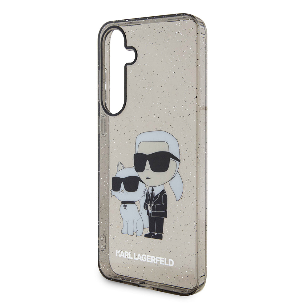 Θήκη για Samsung Galaxy S24+ S926, Karl Lagerfeld, Glitter Karl & Choupette, Μαύρη Διαφανής