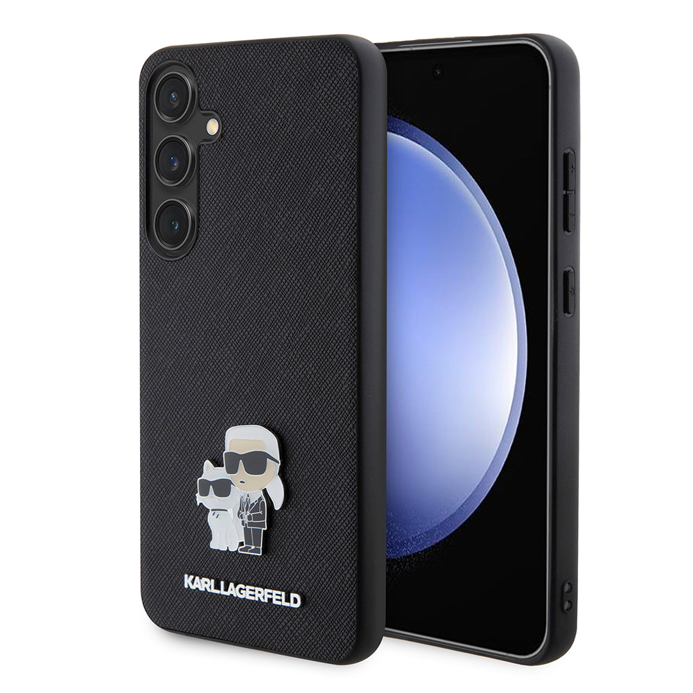 Θήκη για Samsung Galaxy S24+ S926, Karl Lagerfeld, Saffiano Karl & Choupette Metal, Μαύρη