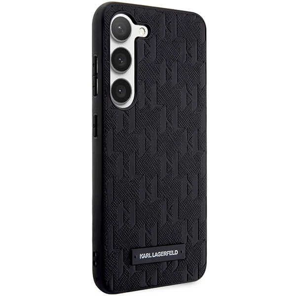 Case for Samsung Galaxy S24+ S926, Karl Lagerfeld, Saffiano Monogram Metal Logo, Black