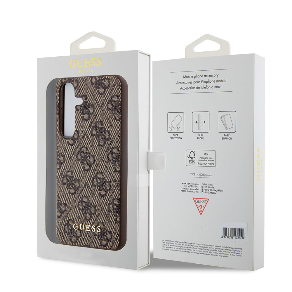 Θήκη για Samsung Galaxy S24 S921, Guess, 4G Metal Gold Logo, Καφέ